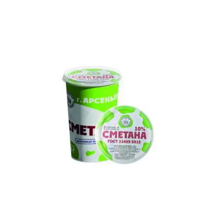 Сметана АМК 10% ГОСТ, стакан 380 г и 500 г